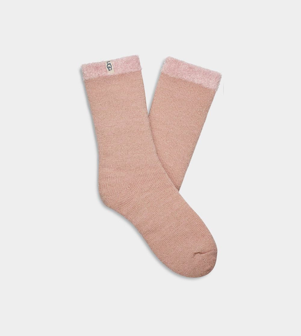 Ugg Sock Womens - Ugg Josephine Sparkle Fleece Pink - 901JIWZPH